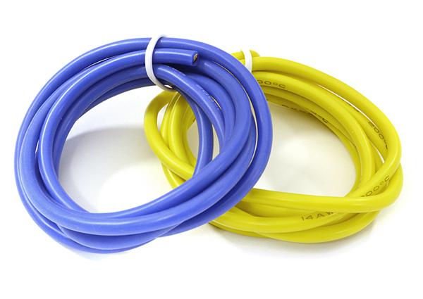 C28015 Flexible 14 AWG Gauge Silicone Wire 1m Set, 39in Blue 39in Yellow - Image 1