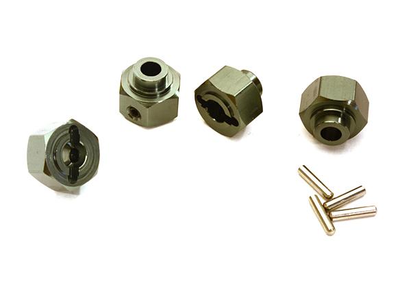 C28057GUN 12mm Hex Wheel (4) Hub 7mm Thick for Axial 1/10 Wraith 2.2 & RR10 Bomber 4WD - Image 1