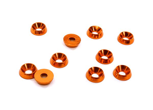 C28129ORANGE Billet Machined M3 Size Color Concave Alloy Washer Kit 10pcs - Image 1