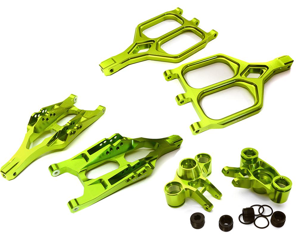 C28156GREEN Billet Machined Front Suspension Set for 1/10 T-Maxx/E-Maxx 3903/5/8, 4907/8 - Image 1