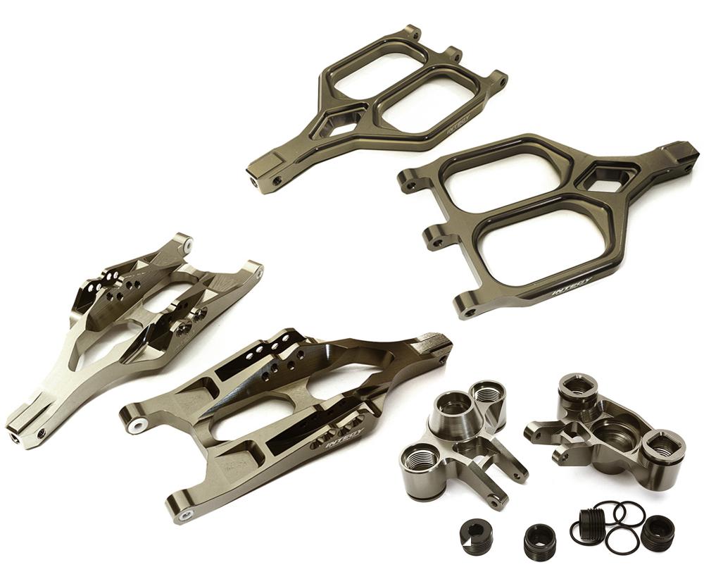 C28156GREY Billet Machined Front Suspension Set for 1/10 T-Maxx/E-Maxx 3903/5/8, 4907/8 - Image 1
