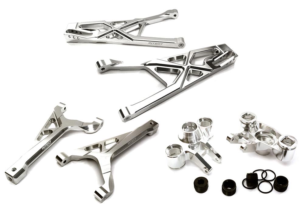 C28157SILVER Billet Machined Front Suspension Set for Traxxas 1/10 Scale Summit 4WD - Image 1