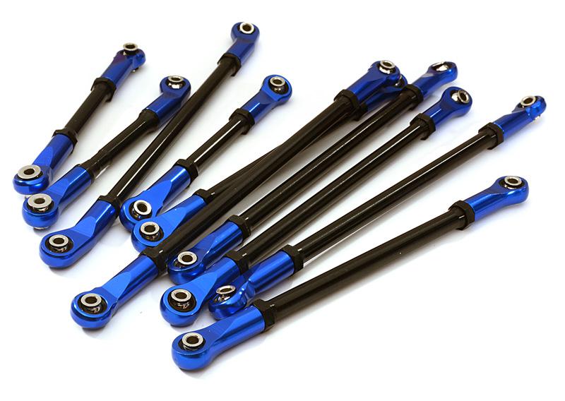 C28195BLUE Alloy Machined Steering & Suspension Linkage Set(10) for 1/10 TRX-4 (12.8-in WB) - Image 1
