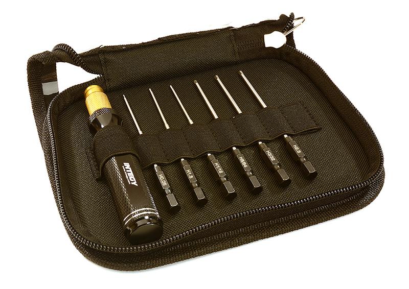 C28212BLACK QuickPit 7 Piece Set, Allen Hex Tip w/ 1/4 Adapter (0.05 1.5 1/16 5/64 3/32 2.5) - Image 1