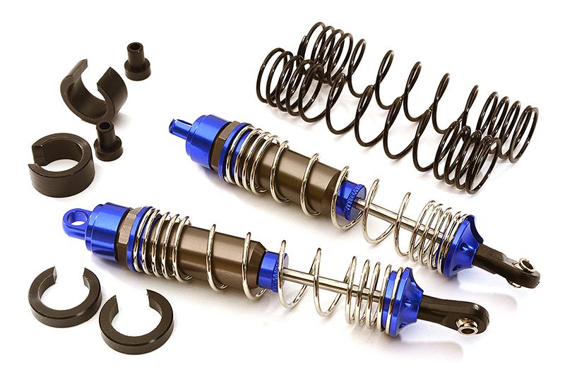 C28477BLUE Machined 100mm Rear Alloy Shocks for Traxxas 1/10 Stampede, Rustler & Slash - Image 1