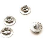 Realistic M4 Size Machined 4mm Serrated Wheel Nuts Flanged for Most 1/10 Scale