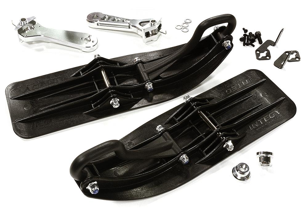 C28552SILVER Front Sled Ski Attachment Set for Axial 1/8 Yeti XL (for RWD Operation) - Image 1