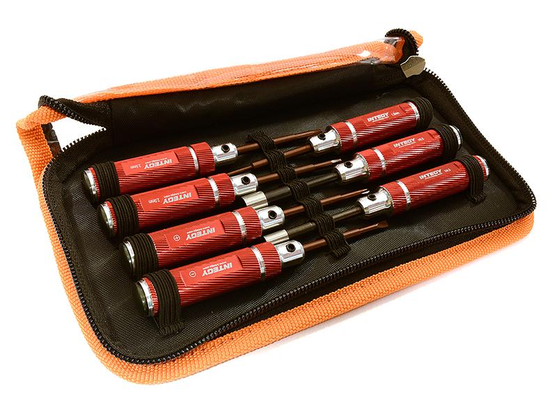 C28571RED 7pcs Mini Tool Set, 1.5, 2.0, 2.5mm Allen + 4.5, 5.5 Socket + Screw Driver Tips - Image 1