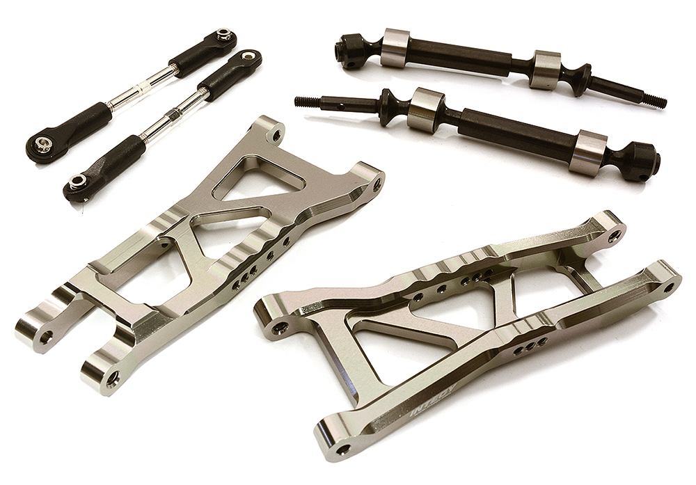 C28573GREY Billet Extended Rear Suspension Kit+Drive Shafts for Traxxas 1/10 Slash 2WD 2555 - Image 1