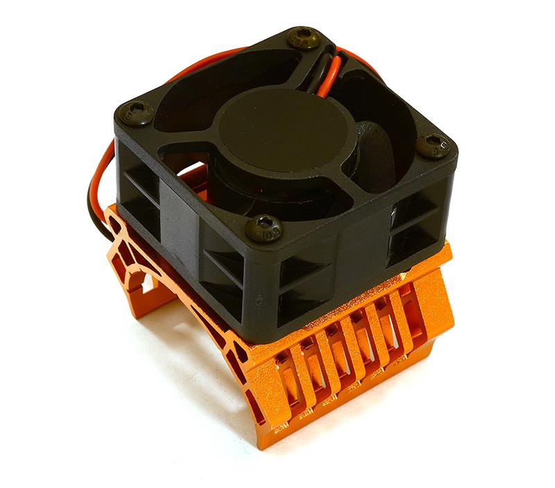 C28597ORANGE 36mm Motor Heatsink+40x40mm Cooling Fan 16k rpm for Most 1/10 On-Road & Off-Road - Image 1
