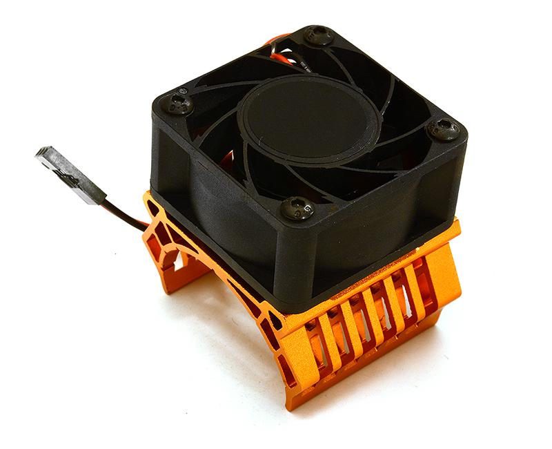 C28600ORANGE 36mm Motor Heatsink+40x40mm Cooling Fan 17k rpm for 1/10 TR-MT10E & TRX-4 - Image 1