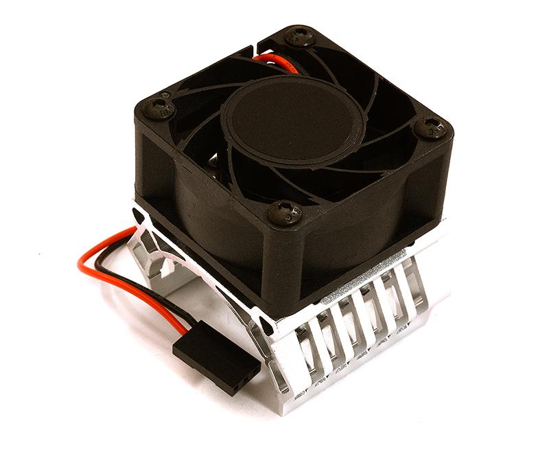 C28600SILVER 36mm Motor Heatsink+40x40mm Cooling Fan 17k rpm for 1/10 TR-MT10E & TRX-4 - Image 1