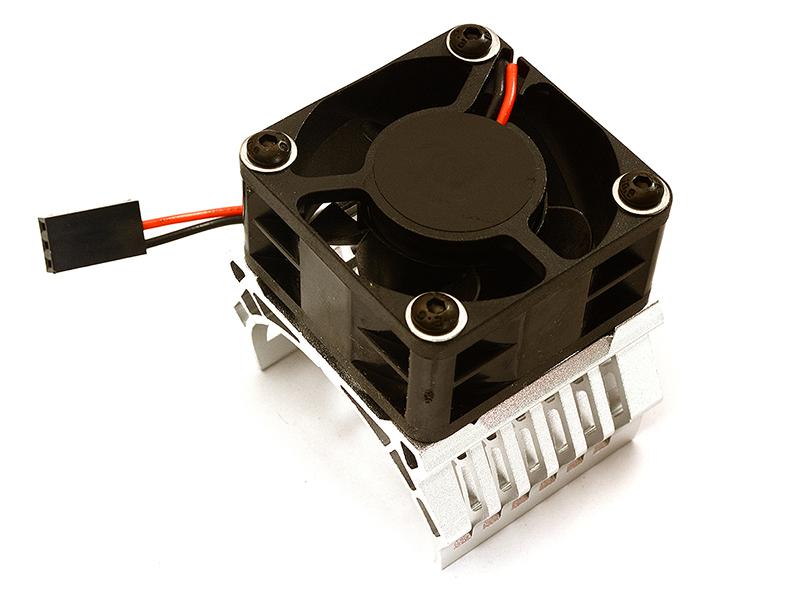 C28603SILVER 42mm Motor Heatsink+40x40mm Cooling Fan 16k rpm for 1/10 Summit & E-Revo - Image 1
