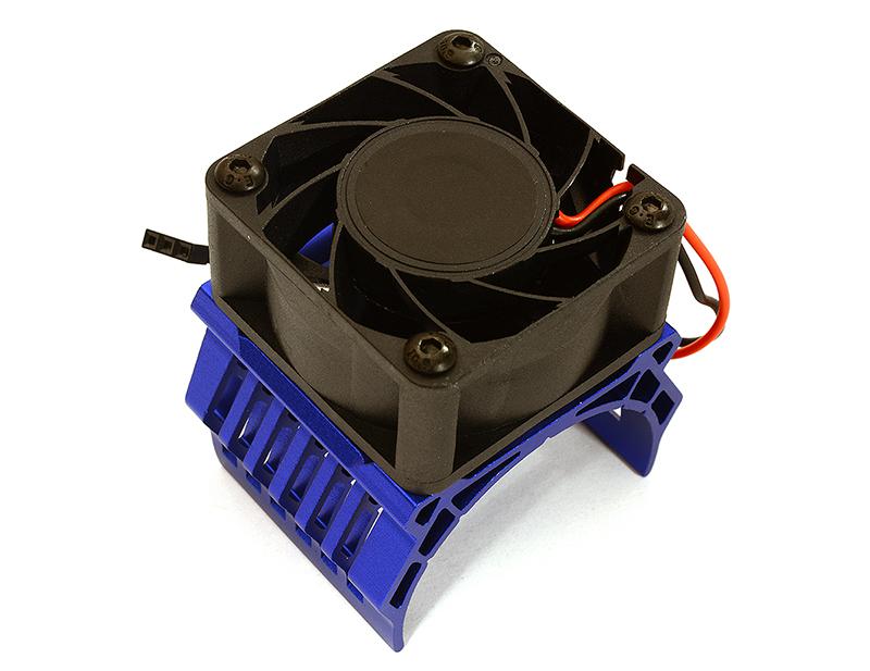 C28604BLUE 42mm Motor Heatsink+40x40mm Cooling Fan 17k rpm for 1/10 Summit & E-Revo - Image 1