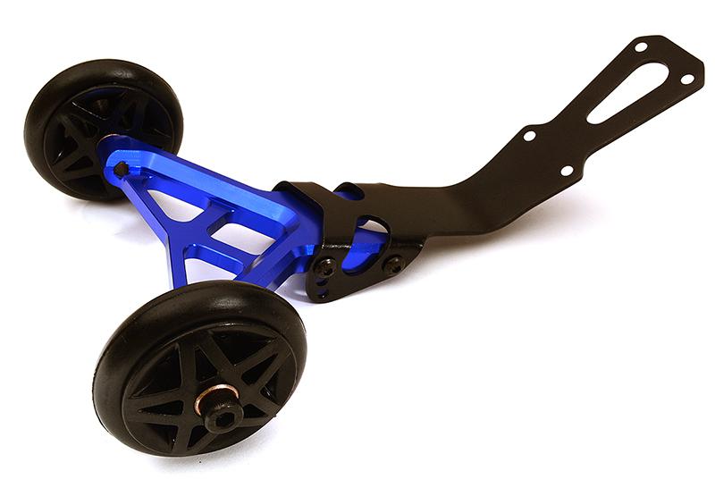 C28689BLUE Billet Machined Wheelie Bar for Traxxas 1/10 Rustler 4X4 - Image 1