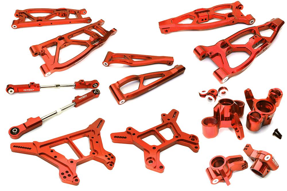 C28729RED Red Machined Alloy Suspension Upgrade Kit for Arrma Kraton 6S BLX 1/8 Scale - Image 1
