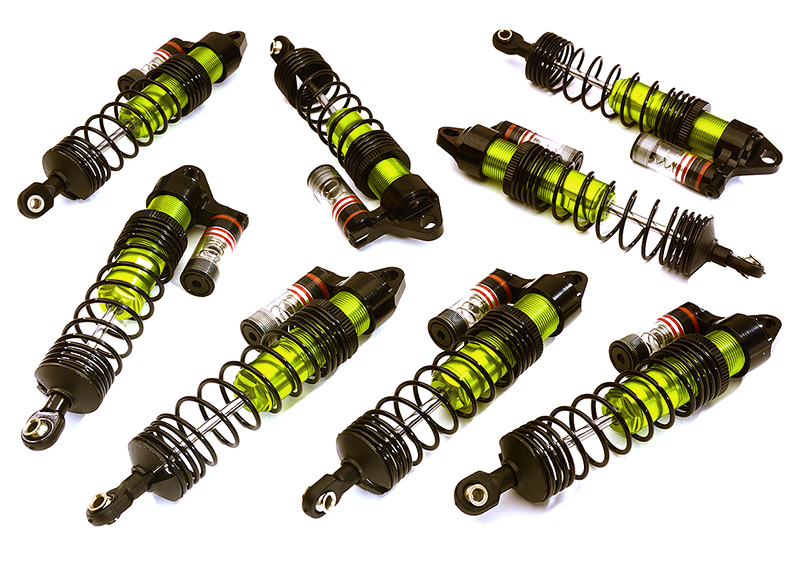 C28759GREEN Machined Piggyback Shock Set (8) for Traxxas 1/10 Scale E-Maxx Brushless 3762A - Image 1
