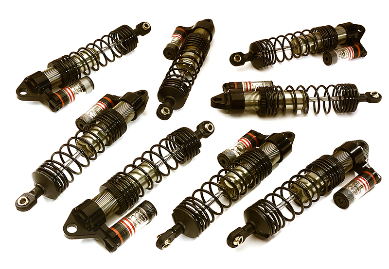 C28759GREY Machined Piggyback Shock Set (8) for Traxxas 1/10 Scale E-Maxx Brushless 3762A - Image 1
