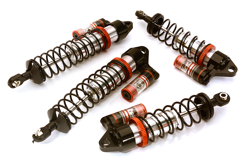 C28800SILVER Piggyback Shock Set (4) for Traxxas 1/10 Stampede 4X4 & Rustler 4X4 3765 3766 - Image 1
