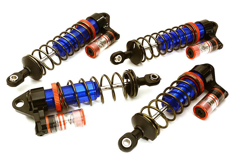 C28801BLUE Billet Machined Piggyback Shock Set (4) for Traxxas 1/10 Bandit 2WD - Image 1