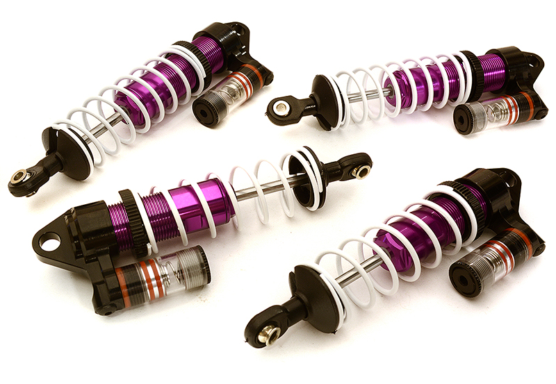 C28801PURPLE Billet Machined Piggyback Shock Set (4) for Traxxas 1/10 Bandit 2WD - Image 1