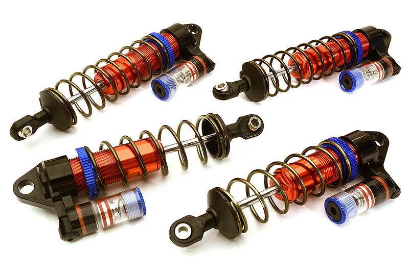 C28801RED Adjustable Piggyback Shock Absorber Set of 4 for Traxxas Bandit 2WD 1/10 - Red - Image 1