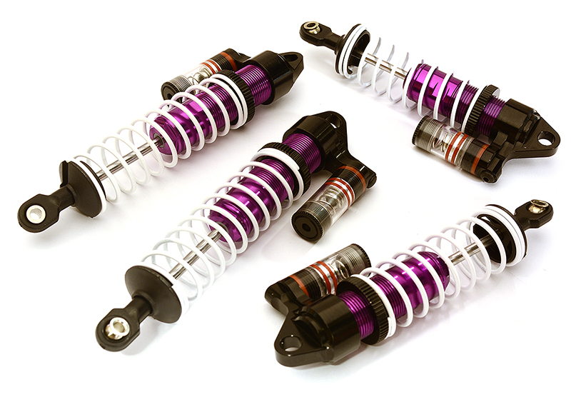C28803PURPLE Billet Machined Piggyback Shock Set (4) for Traxxas 1/10 Slash 4X4 - Image 1