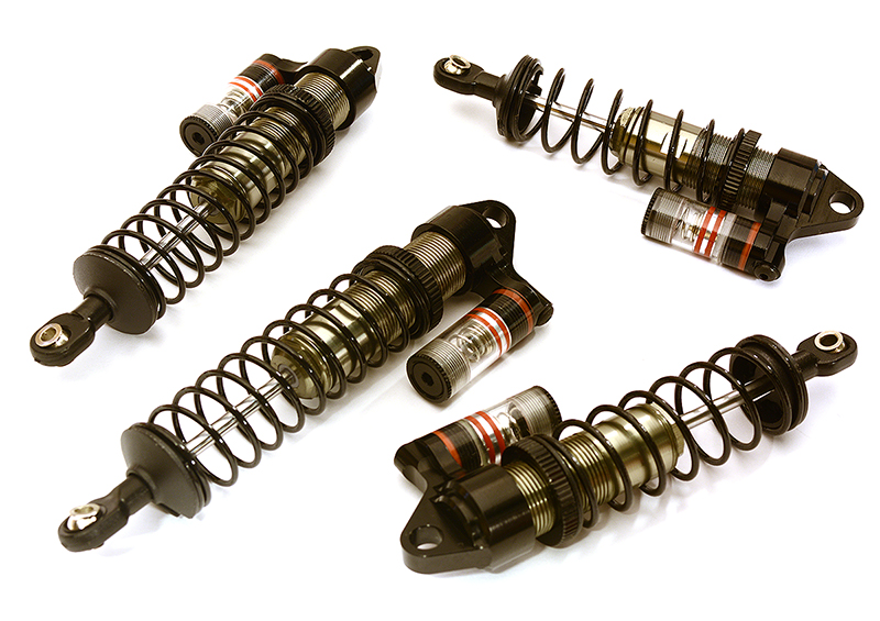 C28804GREY Piggyback Shock Set (4) for Traxxas 1/10 Stampede 2WD & Bigfoot 3760A 3762A - Image 1