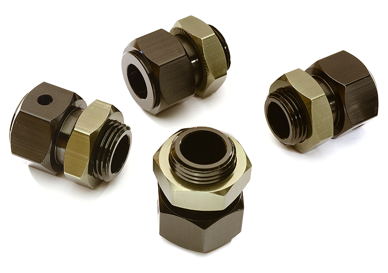 C28823GREY Billet Machined Wheel Adapter 24mm Hex (4) for Losi 1/5 Desert Buggy XL-E & 2.0 - Image 1