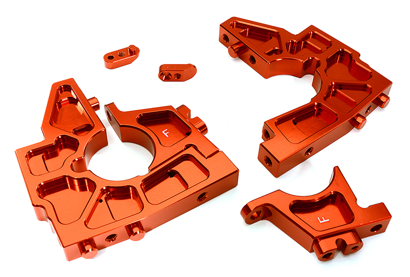 C28841RED Billet Machined Front Bulkhead Set for Losi 1/5 Desert Buggy XL-E - Red - Image 1