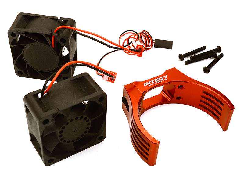 C28852RED Machined Motor Heatsink & Cooling Fans for Losi 1/5 Desert Buggy XL-E & 2.0 - Image 1