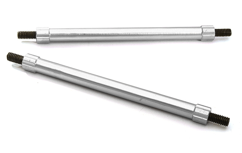 C28885SILVER Billet Machined 85mm Aluminum Linkages (2) M4 Threaded for 1/10 Scale Crawler - Image 1