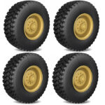 Tire & Wheels (4) for HG-P802 8X8 RC Military Truck