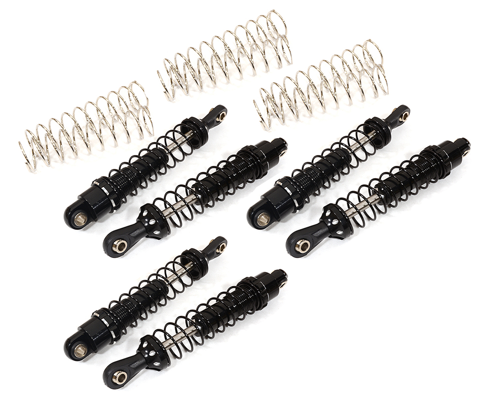 C29042BLACK Billet Machined Shock Set (6) for Axial SCX10 II 6X6 Off-Road (L=90mm) - Image 1