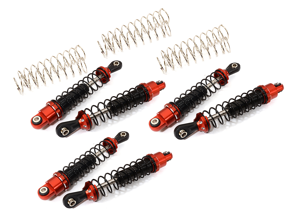 C29042RED Billet Machined Shock Set (6) for Axial SCX10 II 6X6 Off-Road (L=90mm) - Image 1