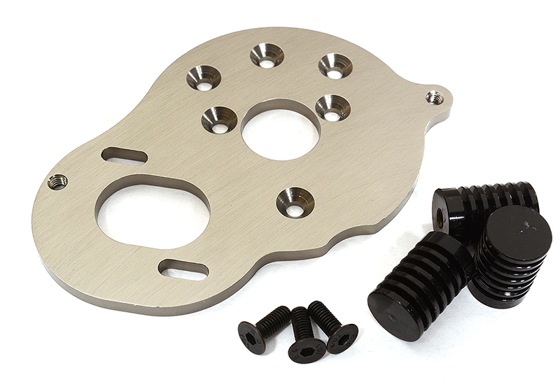 C29125GREY Billet Machined Motor Plate w/ Heatsinks for Element RC 1/10 Enduro Sendero - Image 1