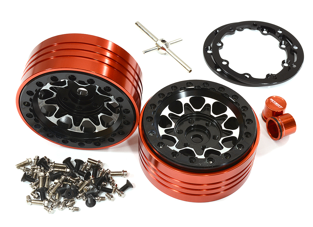 C29152BLACK Billet Machined Alloy Beadlock Wheels for Element RC 1/10 Scale Enduro Sendero - Image 1