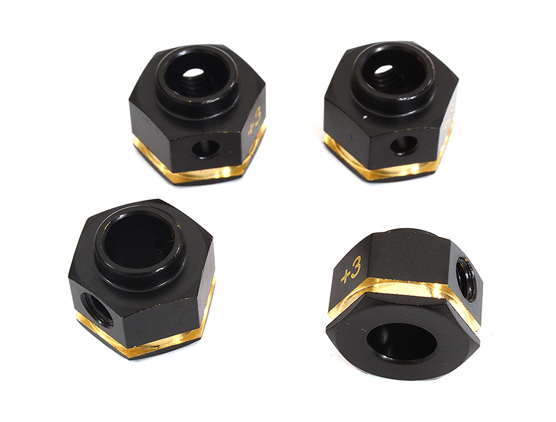 C29418 12mm Hex Wheel (4) Hub Brass +3mm Offset for Traxxas TRX-4 Scale & Trail Crawler - Image 1