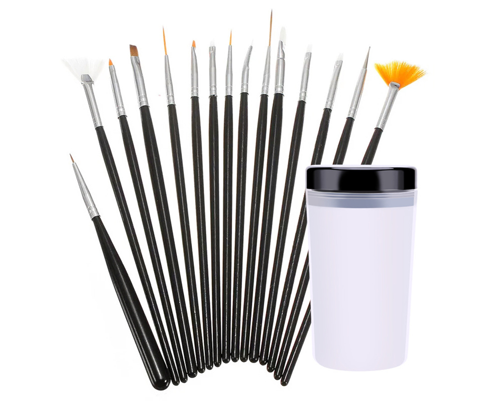 C29424 15pcs Assorted Model Paint Brush Set with Wash Container - Image 1