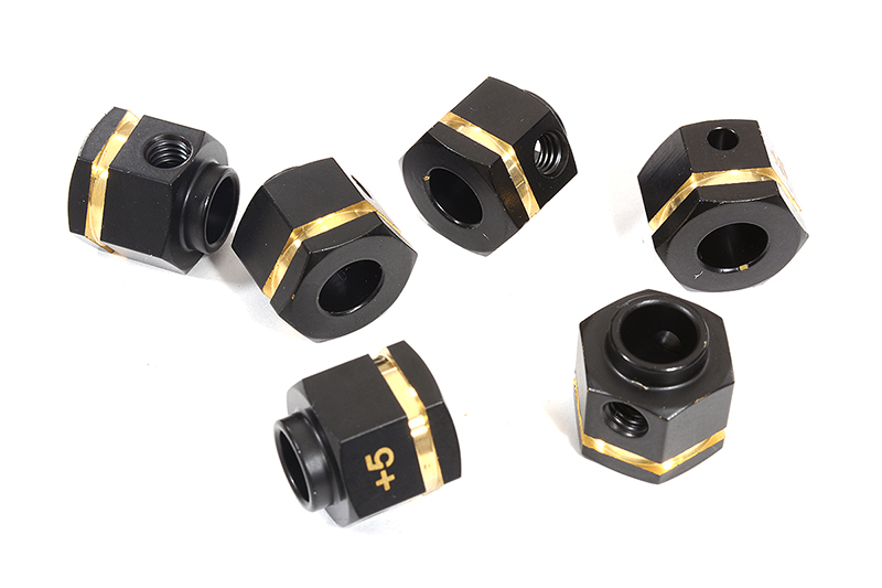 C29448 12mm Hex Wheel (6) Hub Brass +5mm Offset for Traxxas TRX-6 Scale & Trail Crawler - Image 1