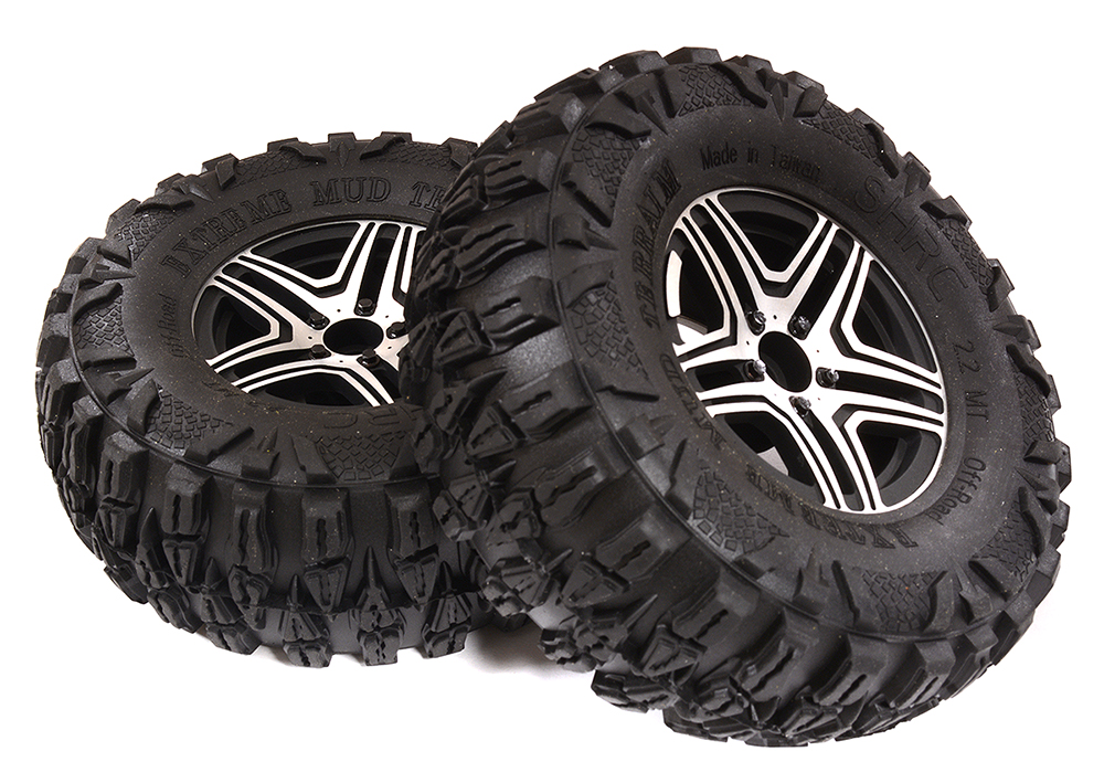 C29458 2.2x1.75-in. Alloy Wheels & Tires(2) for TRX-4, SCX10 II & III Crawlers OD=122mm - Image 1