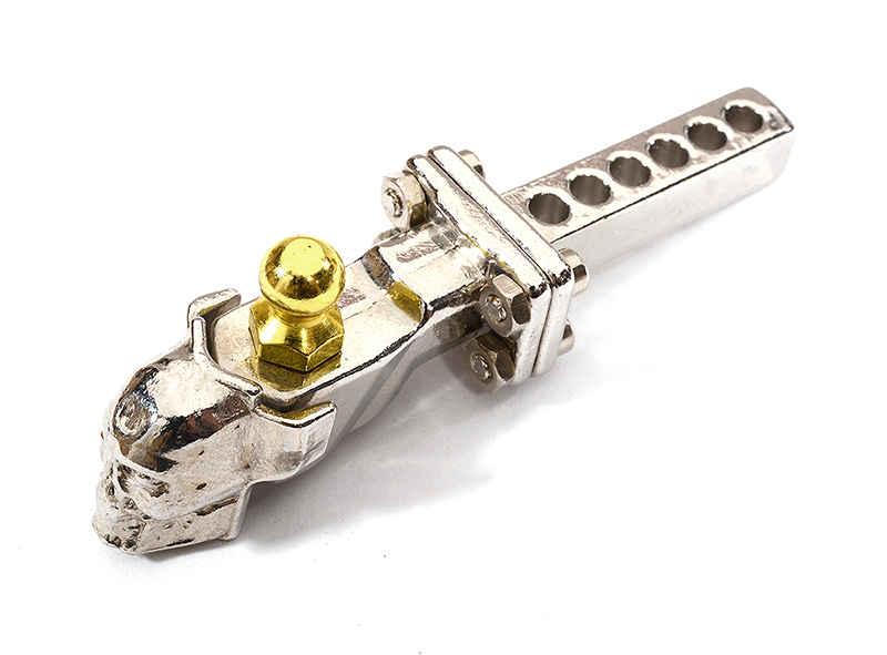 C29506SILVER Rear Bumper Alloy Skull Receiving Hitch w/ Ball Mount for 1/10 Scale R/C Crawler - Image 1