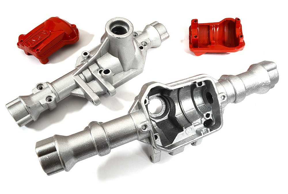 C29512SILVER Alloy Machined Front & Rear Axle Housings for Traxxas TRX-4 Scale, Trail Crawler - Image 1