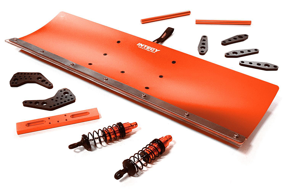 C29605RED Alloy Machined 400mm Snowplow Kit for Traxxas 1/10 Maxx 4S Truck - Image 1