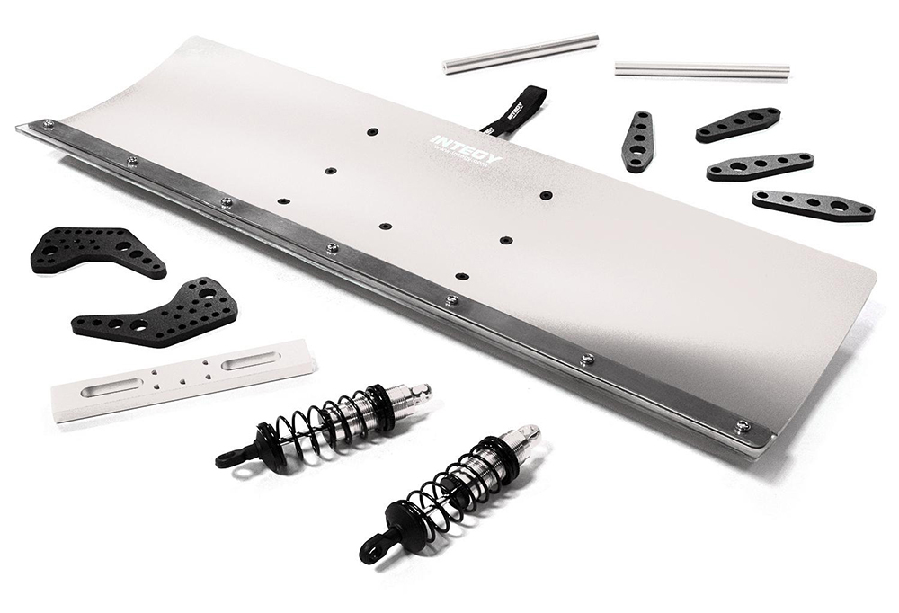 C29605SILVER Alloy Machined 400mm Snowplow Kit for Traxxas 1/10 Maxx 4S Truck - Image 1