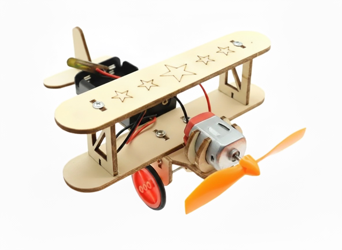 C29905 Wooden DIY Education Battery Powered Toy Plane Model - Image 1