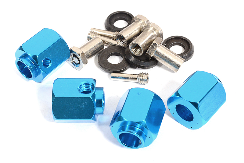 C30013BLUE 12mm Hex Wheel (4) Hub Alloy 14mm Thick for Traxxas TRX-4 Scale & Trail Crawler - Image 1