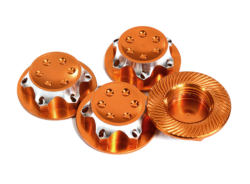 C30045ORANGE Billet Machined 17mm Hex Wheel Nuts for Most 1/8 Buggy, Truggy, SC & Mon. Truck - Image 1