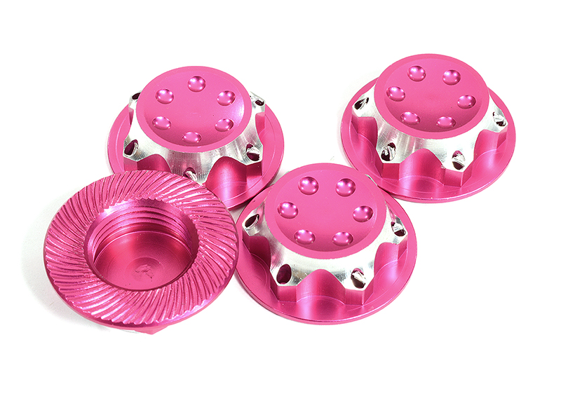 C30045PINK Billet Machined 17mm Pink Hex Wheel Nuts for 1/8 Buggy, Truggy & Truck - Image 1