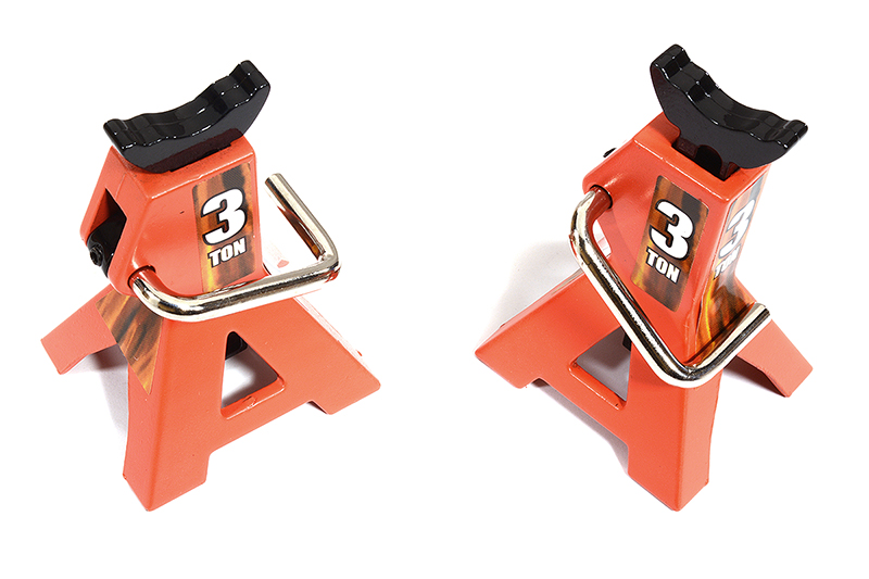 C30080ORANGE Realistic Model 3 Ton Jack Stands (2) for 1/10, 1/8 Scale & Rock Crawler - Image 1